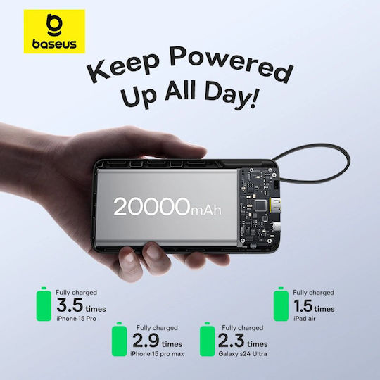 Baseus Bipow 2 Power Bank 20000mAh 20W with USB-A Port and USB-C Port Black view 7