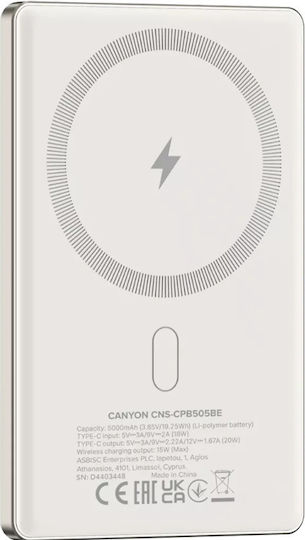 Canyon OnPower 505 MagSafe 5000mAh 15W Beige view 3