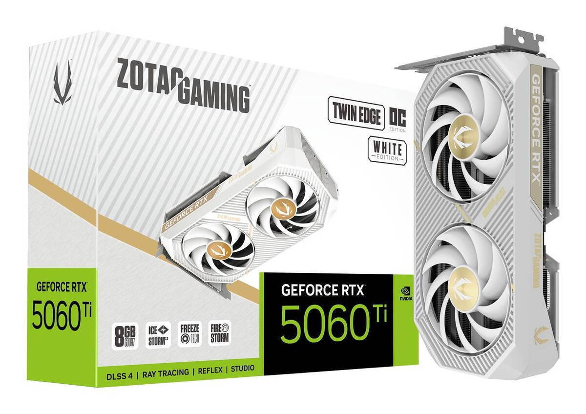 Zotac GeForce RTX 5060 Ti 8GB GDDR7 Twin Edge OC White Edition Graphics Card ZT-B50610Q-10M