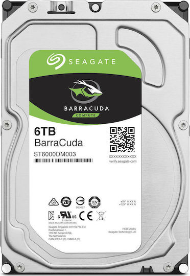 Seagate BarraCuda Desktop 6TB HDD Hard Drive 3.5" SATA III 5400rpm with 256MB Cache ST6000DM003
