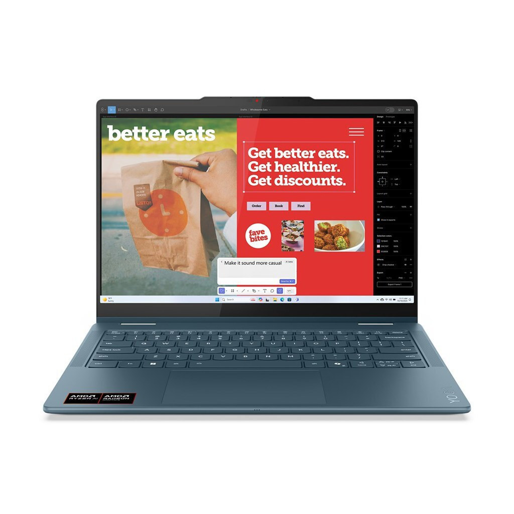 Lenovo Yoga 7 2-in-1 14AKP10 14" OLED FHD+ Touchscreen (Ryzen AI 300 Series-5 340/16GB/512GB SSD/W11 Home) Tidal Teal (US Keyboard) view 5