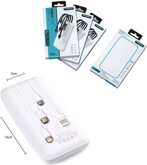 Treqa TR-931 Power Bank 10000mAh with USB-A Port White