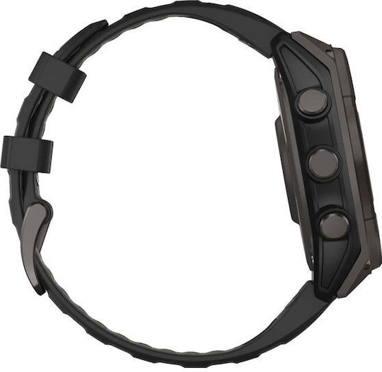 Garmin Fenix 8 Solar Titanium 47mm Waterproof Smartwatch with Heart Rate Monitor (Sapphire, Carbon Grey Dlc Titanium With Black/pebble Grey Silicone Band) vue 6