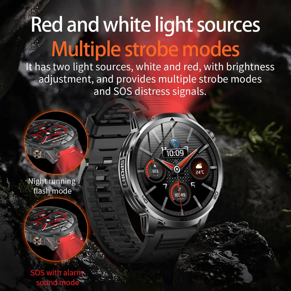 Microwear AK95 Smartwatch with Heart Rate Monitor Black Silicone view 6