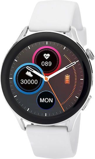3Guys 3GW4648 44mm Smartwatch with Heart Rate Monitor (White)