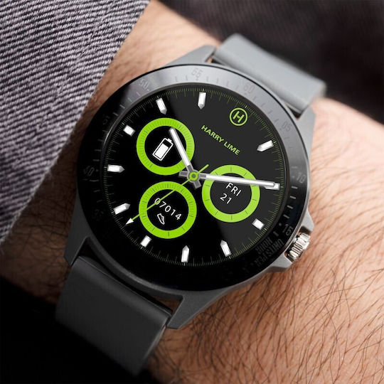 Harry Lime Aluminium 44mm Smartwatch with Heart Rate Monitor (Black / Grey Silicone) view 5