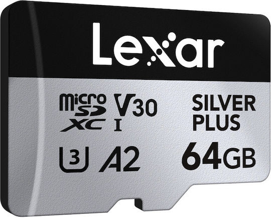 Lexar Professional Silver Plus microSDXC 64GB U3 V30 A2 UHS-I 205MB/s with Adapter view 5