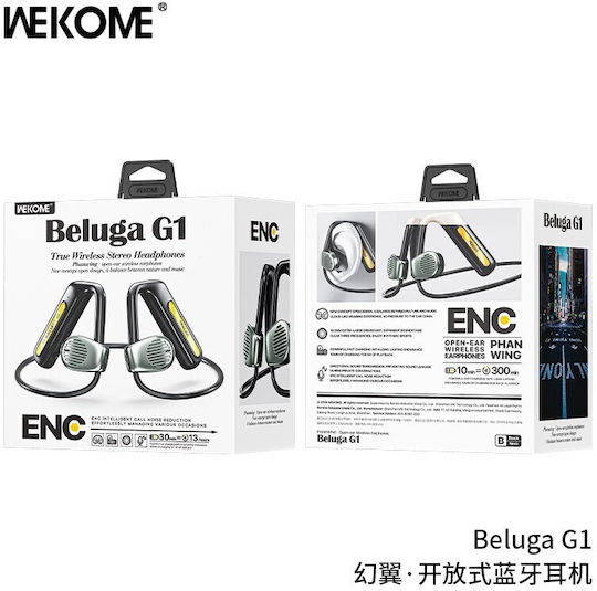 WK Beluga G1 Open Ear Bluetooth Handsfree Earphones with Sweat Resistance and Charging Case Black vue 3