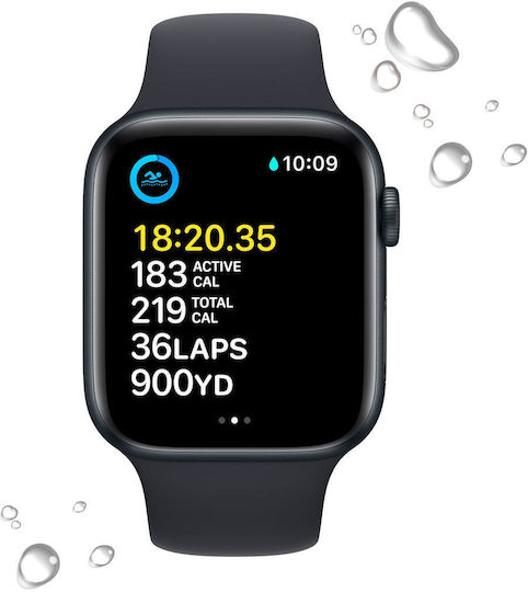 Apple Watch SE 2023 Aluminium 44mm Waterproof with Heart Rate Monitor (Midnight with Midnight Sport Band (M/L)) view 4