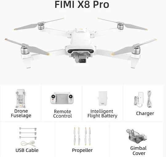 Fimi X8 Pro Drone Mini 5.8 GHz with 4K 30fps HDR Camera White view 2
