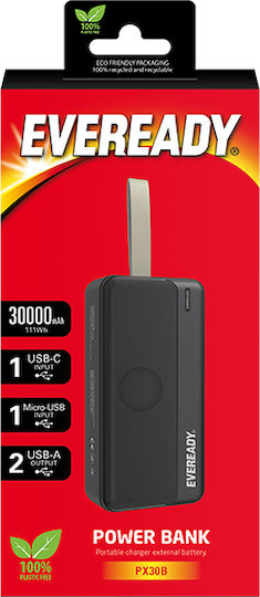Eveready PX30B Power Bank 30000mAh with 2 USB-A Ports Black vue 3