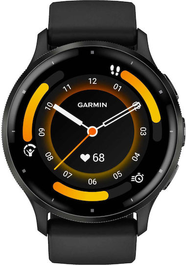 Garmin Venu 3 Stainless Steel 45mm Waterproof Smartwatch with Heart Rate Monitor (Slate Bezel With Black Silicone Band) view 4