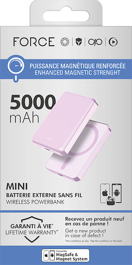 Force Power MagSafe Power Bank 5000mAh 15W with USB-C Port Pink view 5