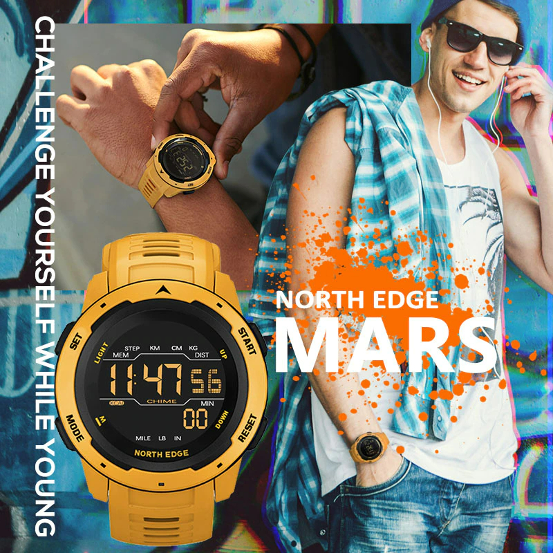 North Edge Mars 50mm Smartwatch (Yellow) view 2