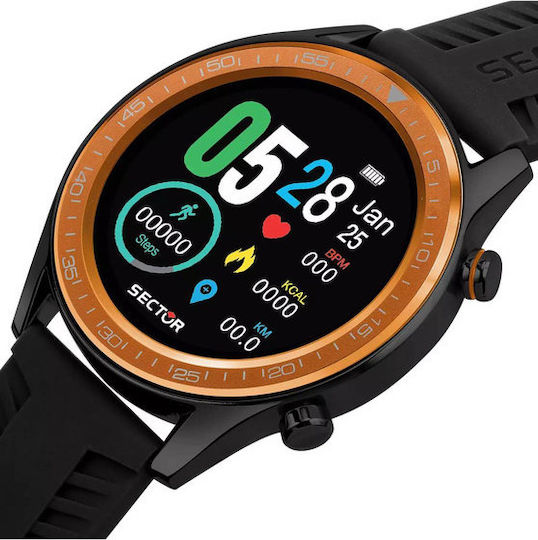 Sector S-02 46mm Smartwatch with Heart Rate Monitor (Black Silicone Strap) view 6