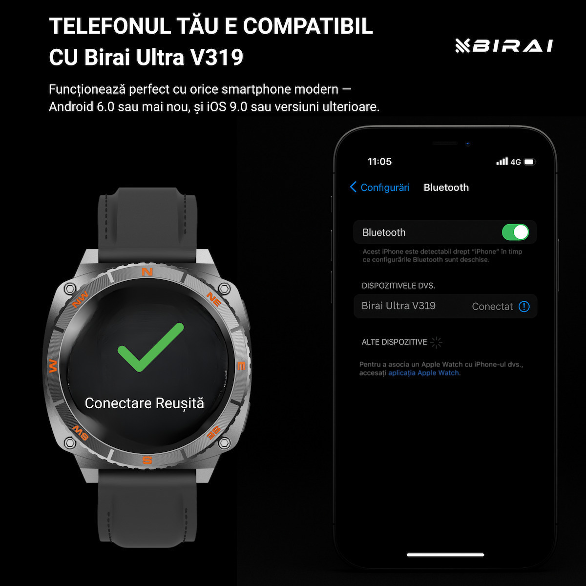Ultra V319 Waterproof Smartwatch With Heart Rate Monitor Black view 8