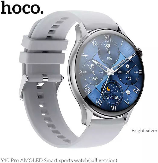 Hoco Y10 Pro 46mm Smartwatch with Heart Rate Monitor (Silver) vue 3