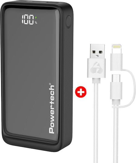Powertech Power Bank 20000mAh 22.5W with 2 USB-A Ports and USB-C Port Quick Charge 2.0 / Quick Charge 3.0 Black view 2