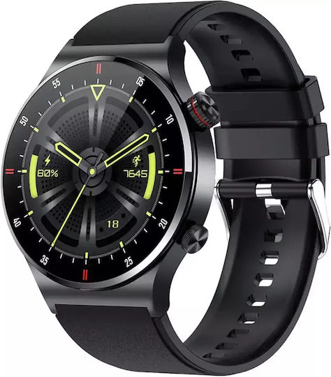 Microwear QW33 46mm Smartwatch with Heart Rate Monitor (Black Steel) view 2