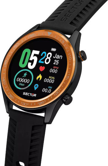 Sector S-02 46mm Smartwatch with Heart Rate Monitor (Black Silicone Strap) view 5