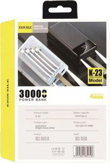 EION K-23 Power Bank 30000mAh with 2 USB-A Ports and USB-C Port White view 2