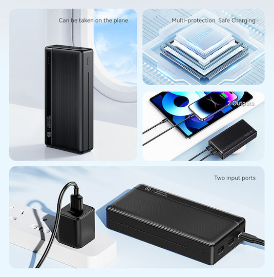 Usams CD205 Power Bank 10000mAh 10W with 2 USB-A Ports Black view 3