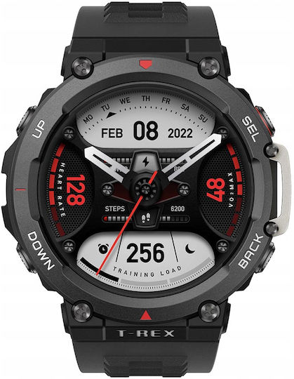 Amazfit T-Rex 2 Aluminium 47mm Waterproof Smartwatch with Heart Rate Monitor (Ember Black)