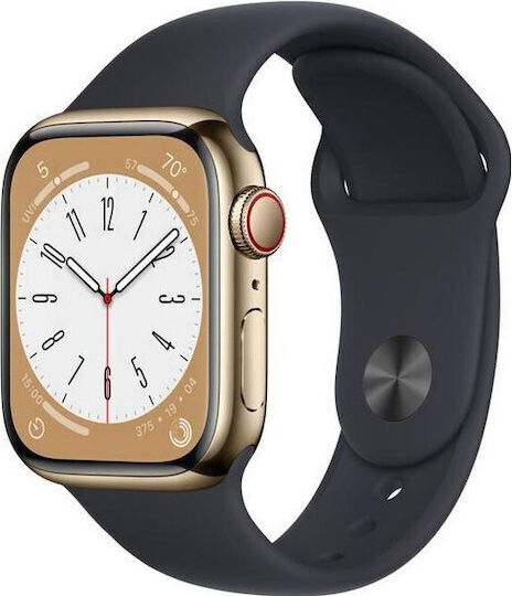 Apple Watch Series 8 Cellular Stainless Steel 45mm Waterproof with eSIM and Heart Rate Monitor (Graphite with Midnight Sport Band) view 3