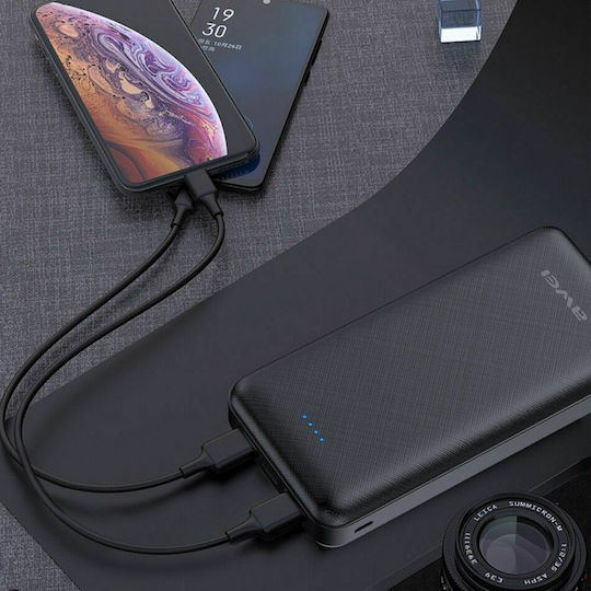 Awei P47K Power Bank 20000mAh with 2 USB-A Ports Black vue 3
