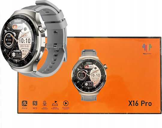 X10 Pro Metal Smartwatch with Heart Rate Monitor (Silver) view 1