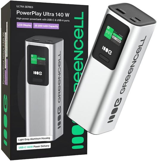 Green Cell PowerPlay Ultra 25200mAh 140W with USB-A Port and USB-C Port Gray vue 5