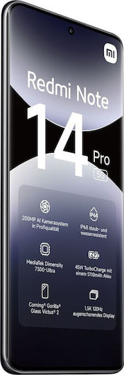 Xiaomi Redmi Note 14 Pro 5G Dual SIM (8GB/256GB) Midnight Black view 4