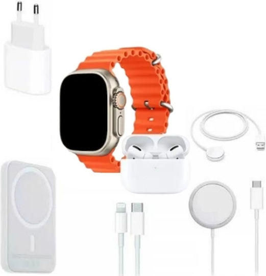 X8 Ultra Combo Smartwatch with Heart Rate Monitor (Orange)