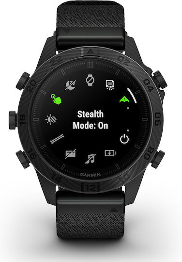 Garmin MARQ Commander (Gen 2) Carbon Edition Waterproof Smartwatch with Heart Rate Monitor (Black Jacquard Nylon Strap)