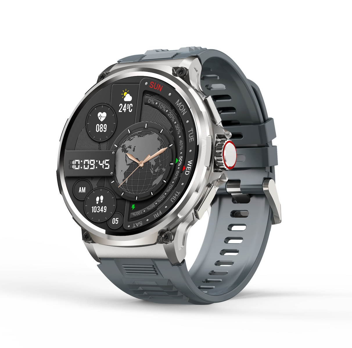 North Edge V69 Titanium 52mm Smartwatch with Heart Rate Monitor Gray Large view 3