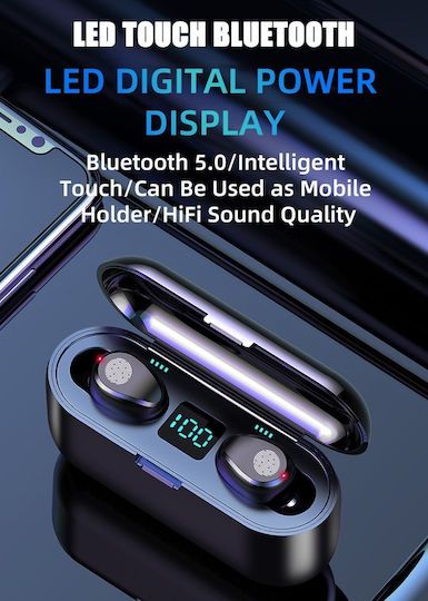 Valdus F9 Earbud Bluetooth Handsfree Earphones with Sweat Resistance and Charging Case Black view 4