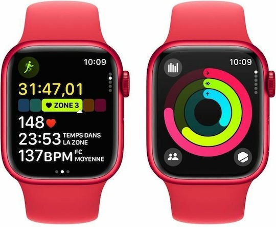 Apple Watch Series 9 Cellular Aluminium 41mm Waterproof with eSIM and Heart Rate Monitor ((PRODUCT)RED Sport Band (M/L)) view 5