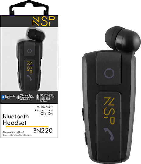 NSP BN220 In-ear Bluetooth Handsfree Earphone Lapel Black view 1