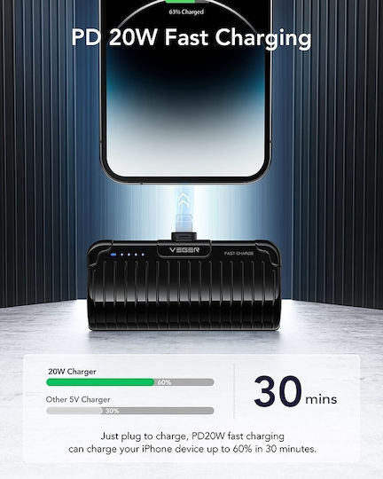 Veger W0558P Power Bank 5000mAh 20W Power Delivery Black view 4