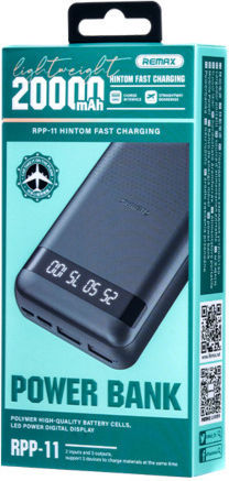 Remax Hintom RPP-11 Power Bank 20000mAh with 2 USB-A Ports and USB-C Port Black view 2