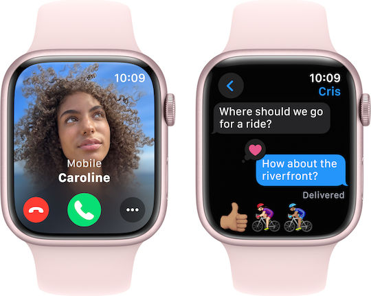 Apple Watch Series 9 Aluminium 45mm Waterproof with Heart Rate Monitor (Pink with Light Pink Sport Band (M/L)) view 6