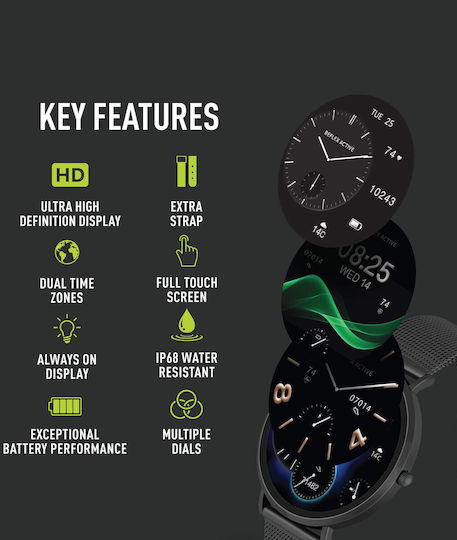 Reflex Active Series 42 Smartwatch with Heart Rate Monitor (Black) view 2