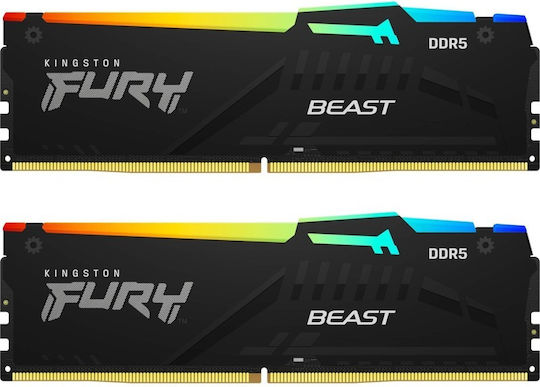 Kingston Fury Beast RGB DDR5 32GB RAM with 2x16GB Modules and Speed 5600 for Desktop KF556C36BBEAK2-32 vue 2