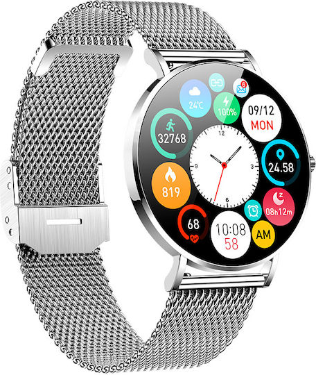 Vogue Astrea Stainless Steel 43mm Smartwatch with Heart Rate Monitor (Silver) view 3