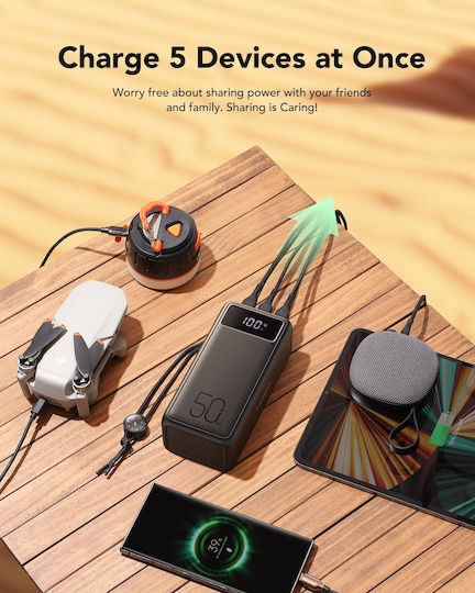Veger Tank Boost Power Bank 56000mAh 100W with 3 USB-A Ports and 2 USB-C Ports Power Delivery Black view 3