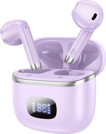 Hoco EQ1 Earbud Bluetooth Handsfree Earphones with Charging Case Purple view 1