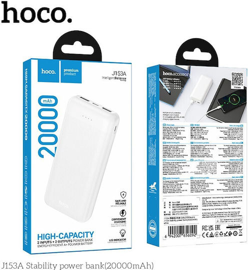 Hoco J153A Power Bank 20000mAh with USB-A Port and USB-C Port White view 2
