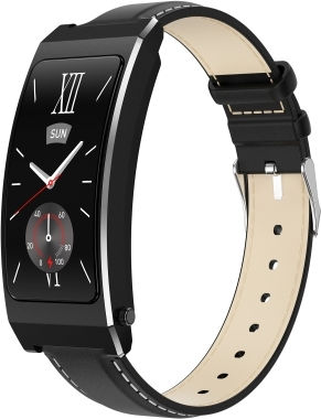 K7 1.14 Inch Tft Screen Smart Call Bracelet Bt Call Heart Rate Blood Pressure Blood Oxygen Strap:leather Strap Black view 1