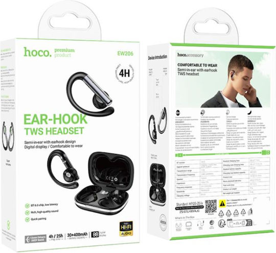 Hoco EW206 Earbud Bluetooth Handsfree Earphones with Sweat Resistance and Charging Case Black view 4
