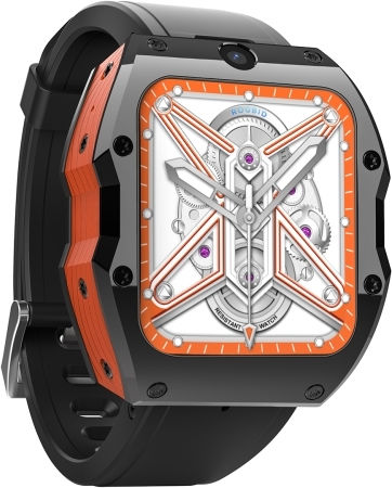 Model X 1.99 Inch Ip68 Waterproof Android 9.0 4g Dual Cameras Ceramics Smart Watch Specification:4gb+128gb Black Orange